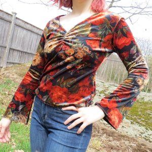 Vintage Y2K Floral Velvet top
